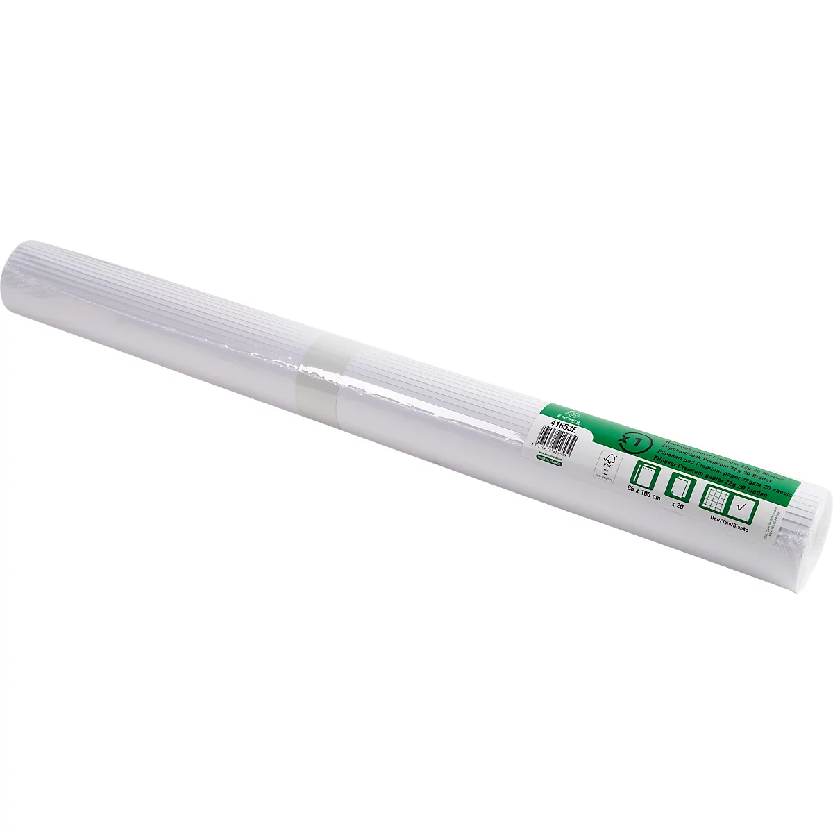 Flipchartpapier Exacompta, B 650 x H 1000 mm, blanco, houtvrij papier, 72 g/m², wit, 5 losse rollen met elk 20 vellen