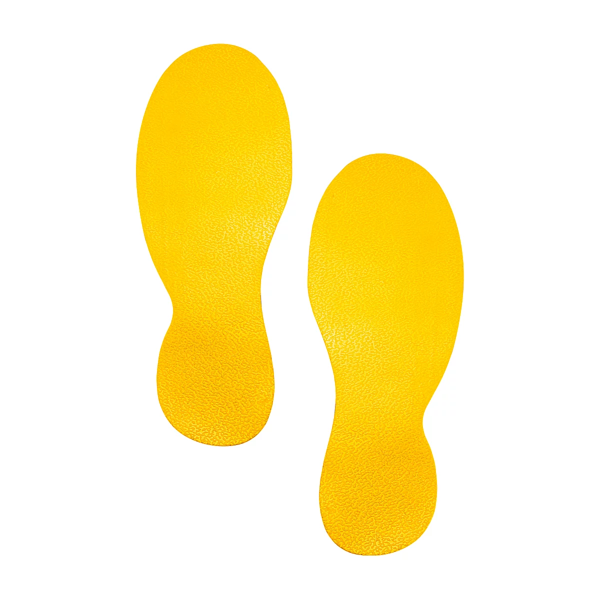 Two yellow footprints on a white background. The stickers have a rough surface.