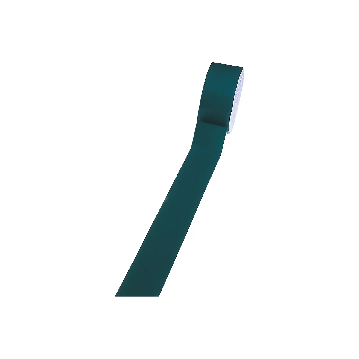 Roll of green adhesive tape, partially unrolled. The adhesive surface is visible.