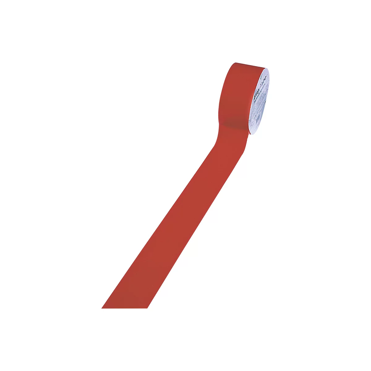 A roll of red tape, with a strip pulled away.