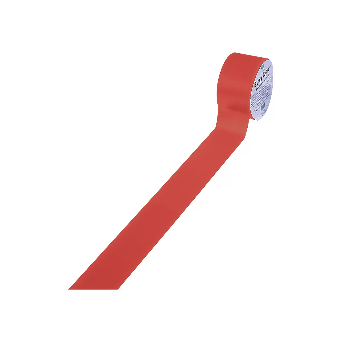 Roll of red tape with unrolled tape, label with Easy Tape.