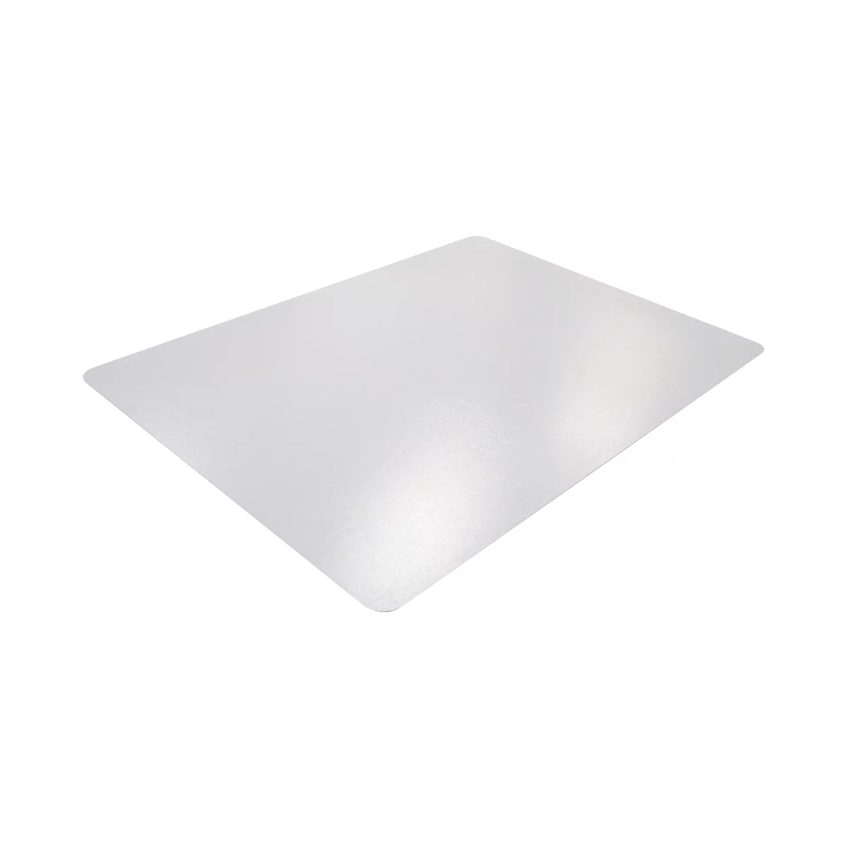 Transparent desk mat, rectangular shape.