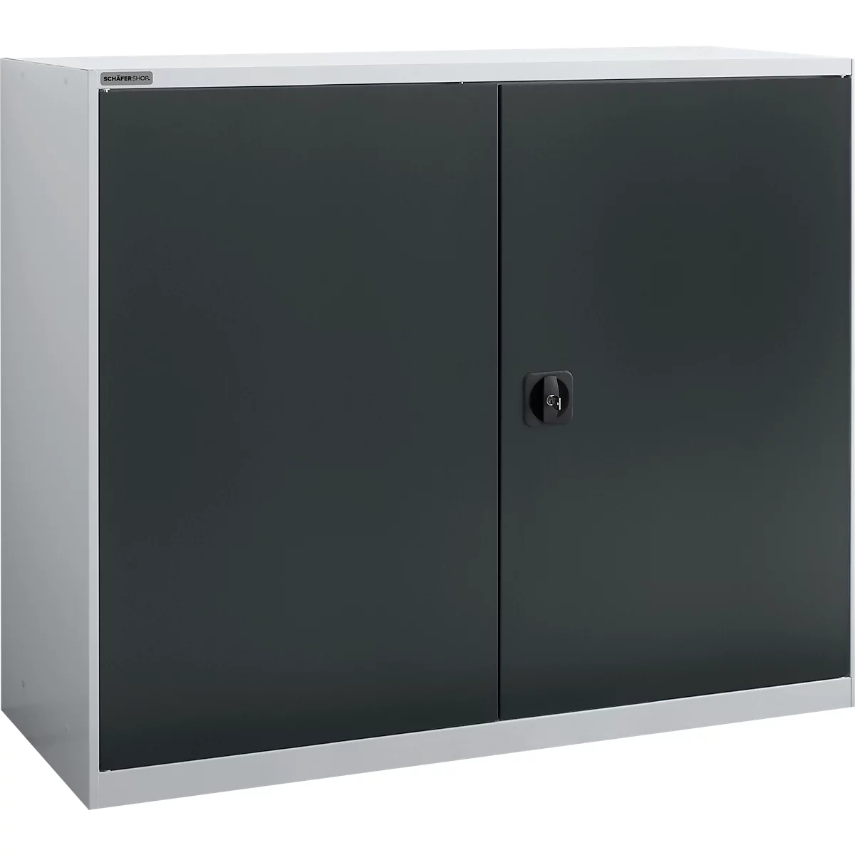 Flügeltürenschrank Schäfer Shop Select MS-i 12412, Stahlblech, B 1200 x T 400 x H 1215 mm, 3 OH, Weißaluminium/Anthrazitgrau, bis 150 kg 