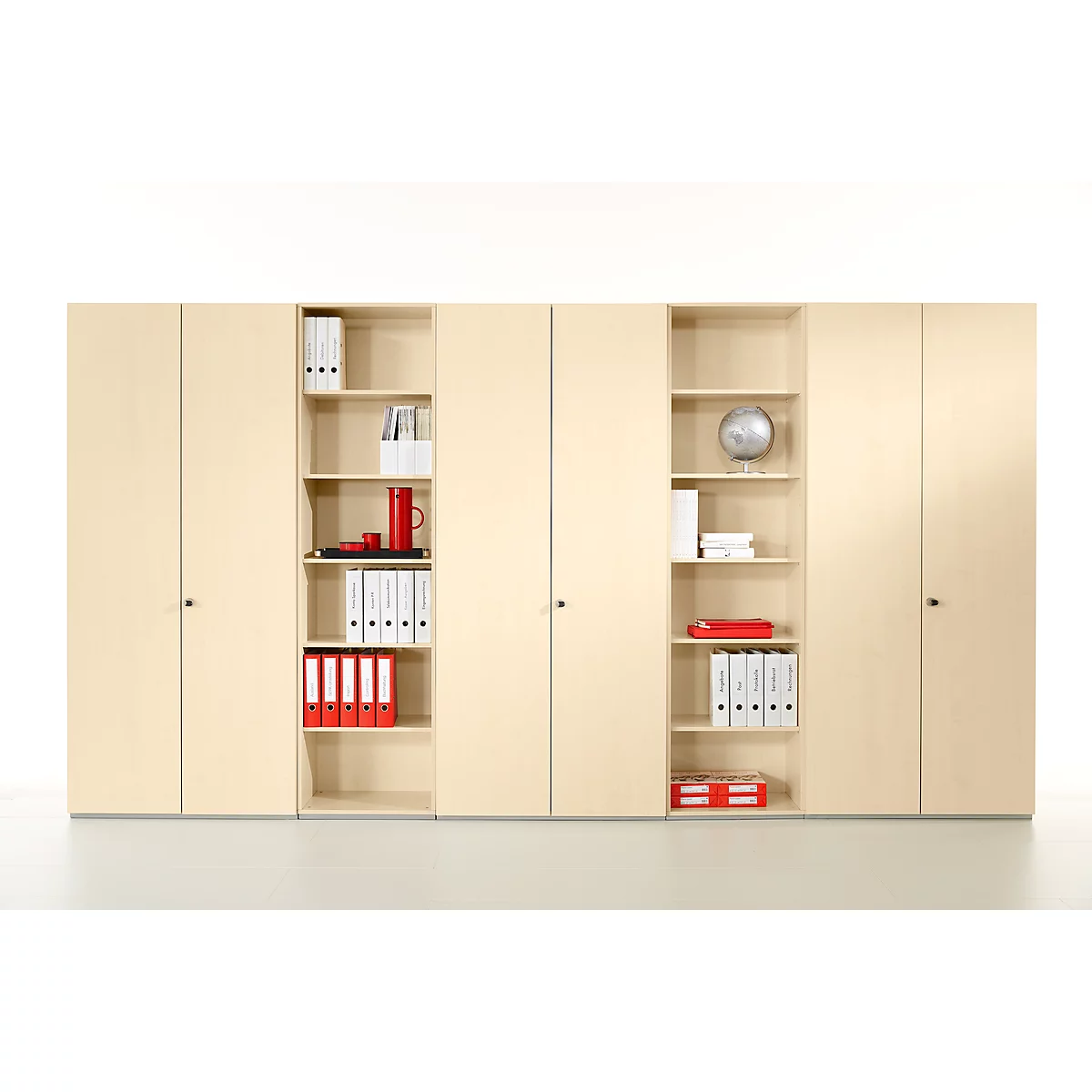 Flügeltürenschrank TETRIS WALL, 5 Ordnerhöhen, Türanschlag rechts, B 800 x T 440 x H 1880 mm, Ahorn-Dekor