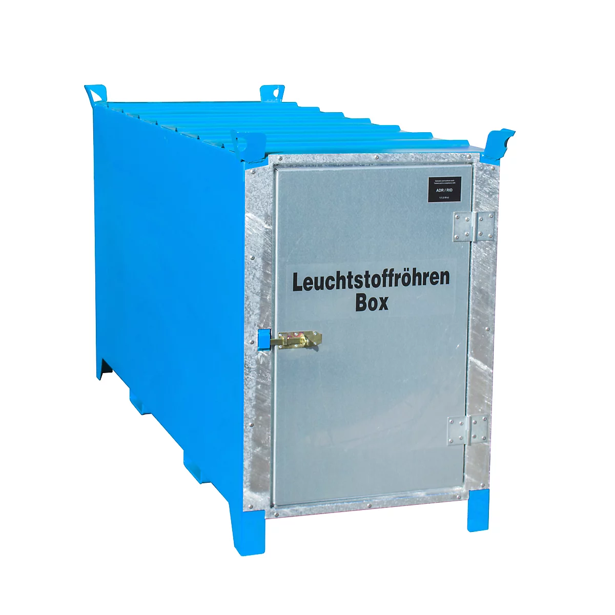 Fluorescentiebuizendoos BAUER SL 200, plaatstaal, toegankelijk voor rolstoelgebruikers, afsluitbaar, verzinkte deur, B 2100 x D 770 x H 1125 mm, blauw