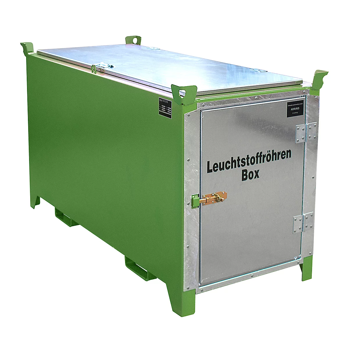 Fluorescentiebuizendoos BAUER SL-D 150, plaatstaal, toegankelijk voor rolstoelgebruikers, afsluitbaar, verzinkte deur/deksel, B 1700 x D 770 x H 975 mm, groen