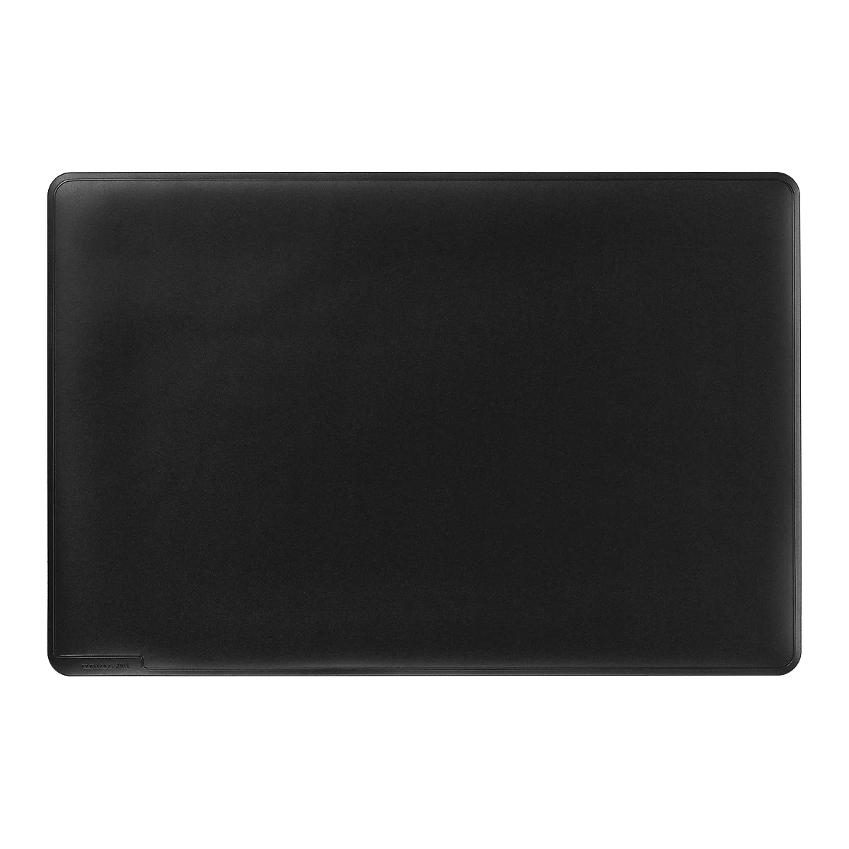 Black rectangular product, rounded corners, smooth surface. Low contrast.