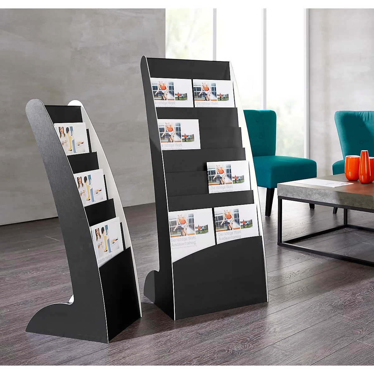 Folderhouder Paperflow COURBO, kunststof, A3 plus, 8 vakken, zwart-wit design