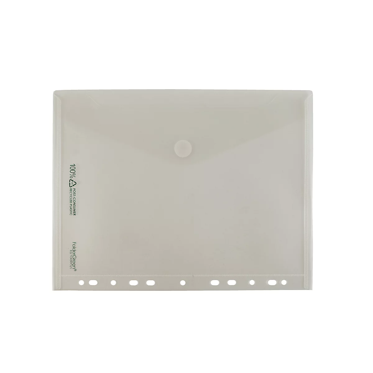 FolderSys FolderGreen®, A4 staand, 0,20 mm, met archiefstrook &amp; klittenband, B 238/218 x H 310 mm, 100 % PCR-PP, transparant, 10 stuks.