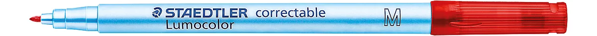 Folienstifte Staedtler Lumocolor® correctable 305, Linienbreite M, trocken abwischbar, 10 St., rot