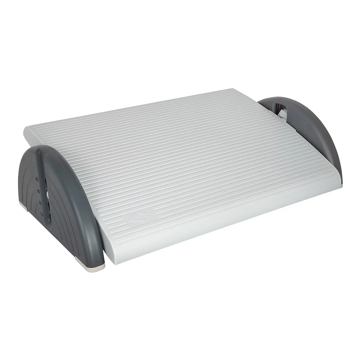 Gray footrest with a ribbed surface and gray side panels.