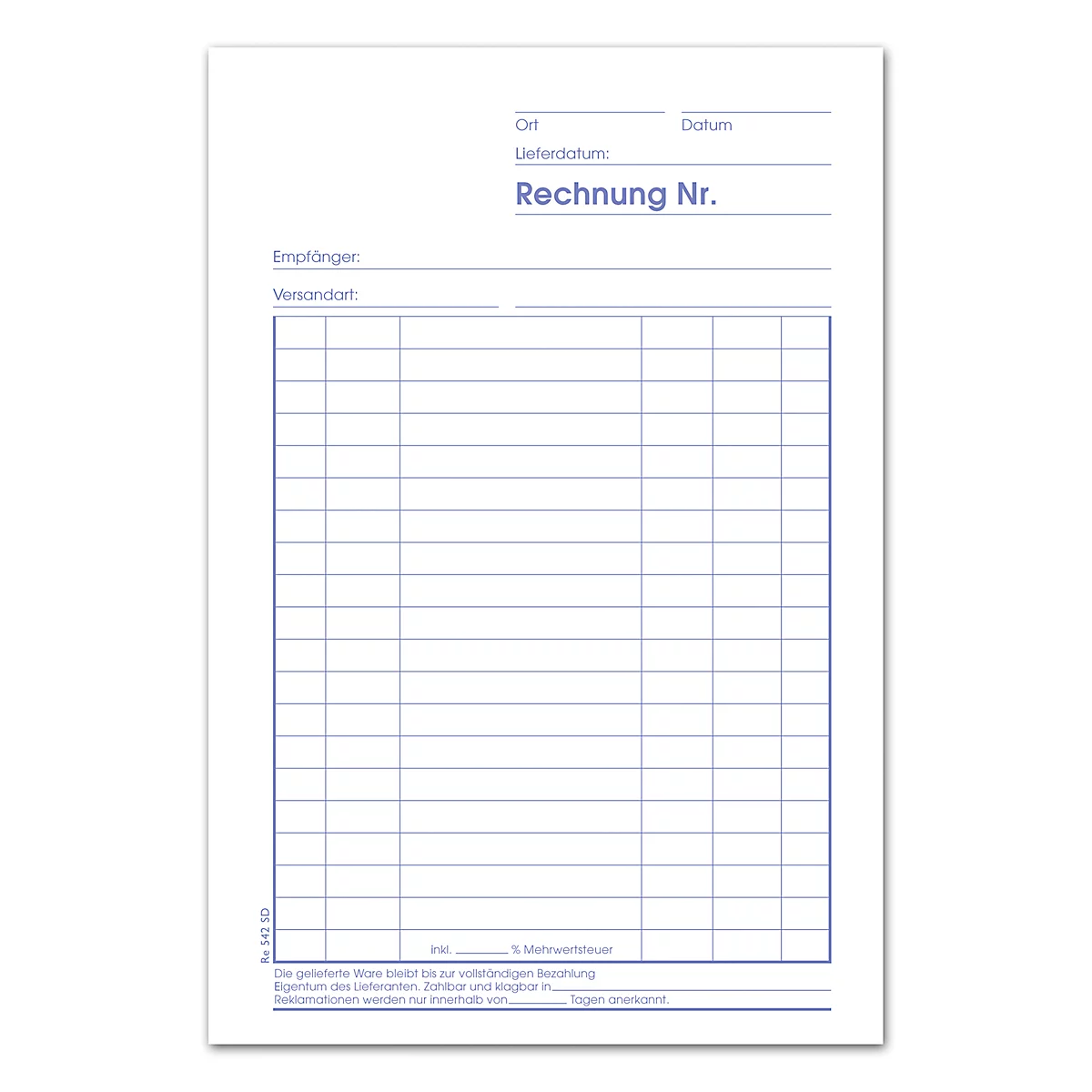 Format Rechnungsbuch A5 2x40 hoch