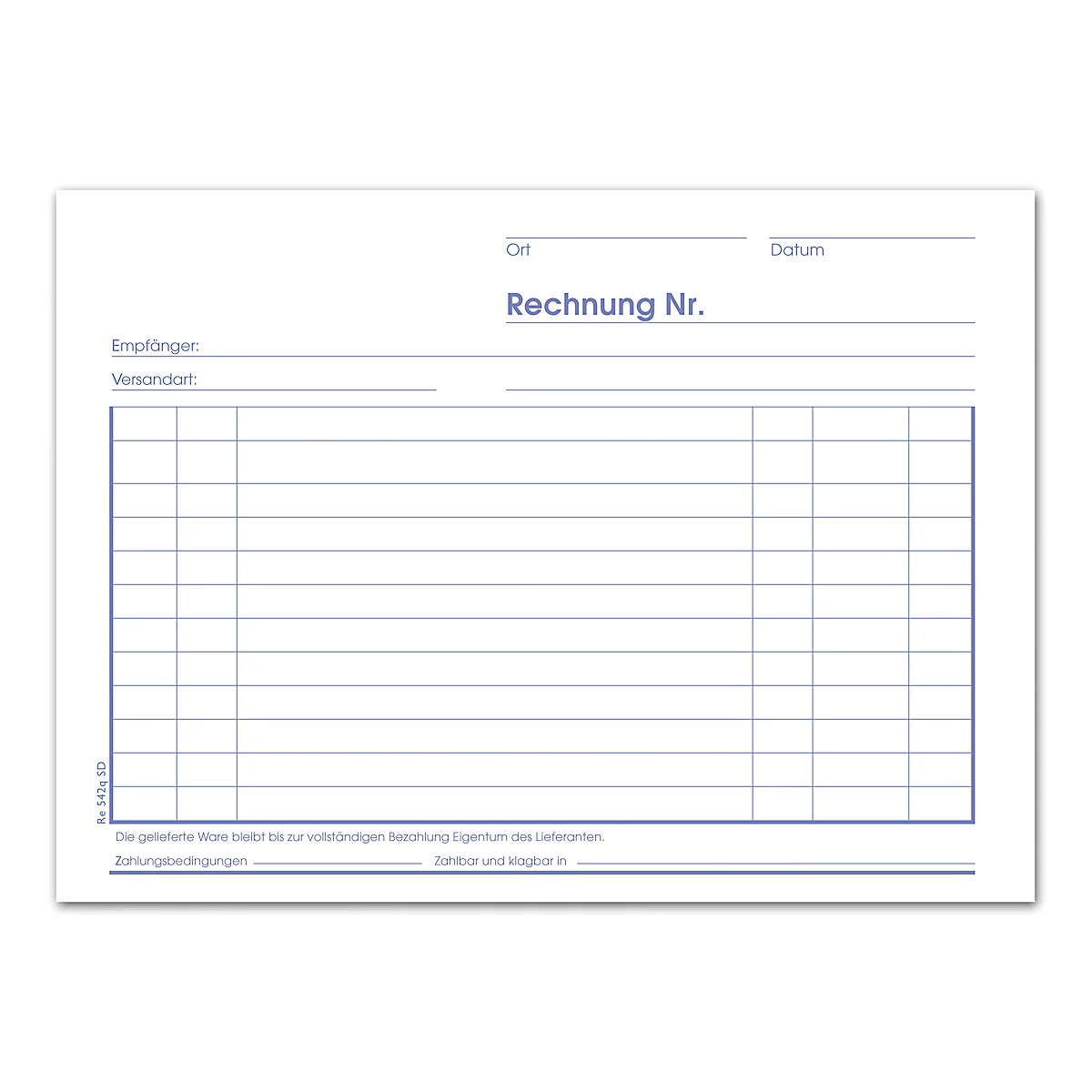 Format Rechnungsbuch A5 2x40 quer