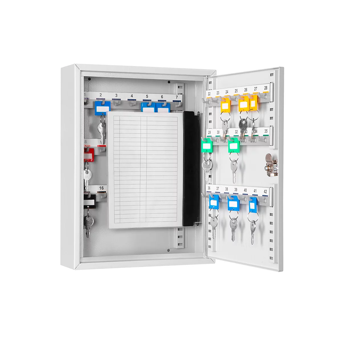 Format Schlüsselschrank S 42, B 240 x T 80 x H 300 mm, bis zu 42 Schlüssel, lichtgrau