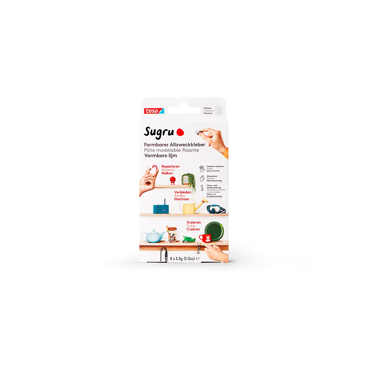 Formbarer Allzweckkleber Sugru by tesa®, Verarbeitung 30 min, 8er-Pack (8 x 3,5 g), in Weiss