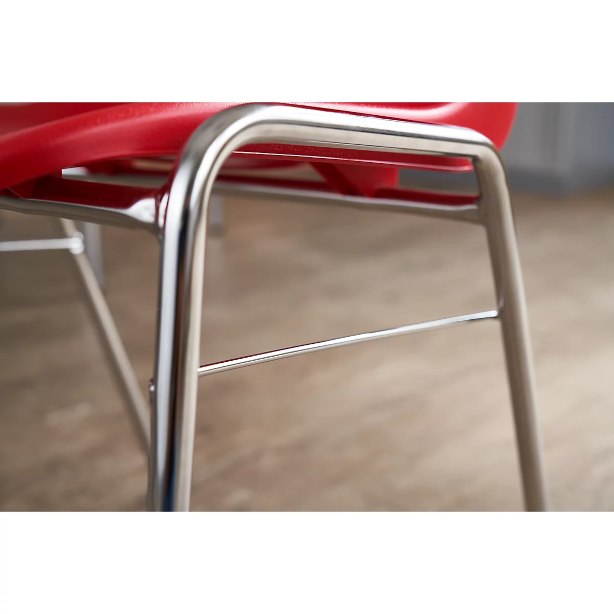 Formschalenstuhl Beta - stapelbar - B 485 x T 530 x H 760 mm - desinfektionsmittelbeständig - Stahlrohrgestell verchromt - rot
