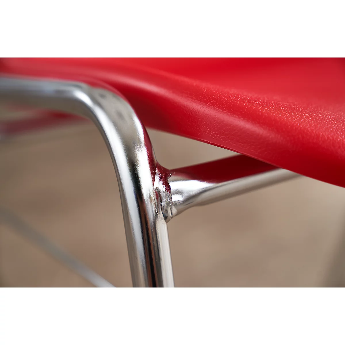 Formschalenstuhl Beta - stapelbar - B 485 x T 530 x H 760 mm - desinfektionsmittelbeständig - Stahlrohrgestell verchromt - rot