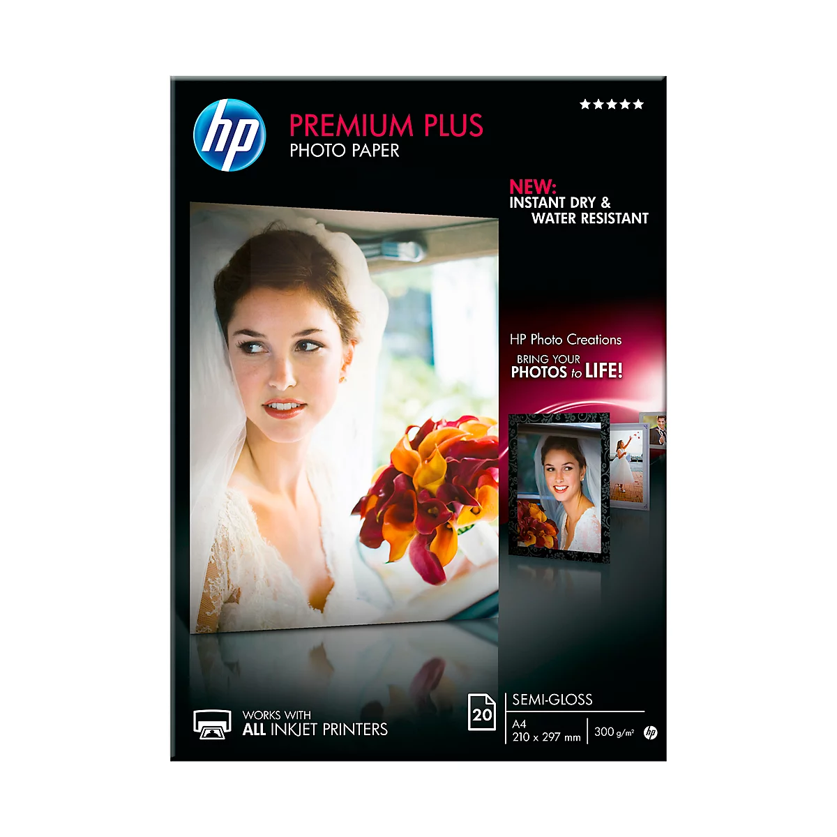 Fotopapier HP Premium Plus, seidenmatt, A4, 20 Blatt