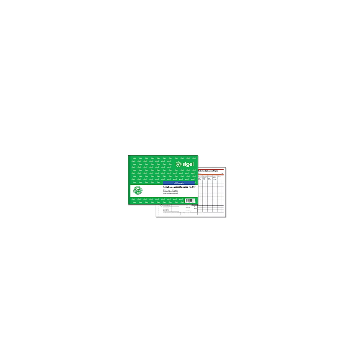 Frais de déplacements RA517 sigel®, format A5 portrait, 50 feuilles, hebdomadaire, avec papier carbone