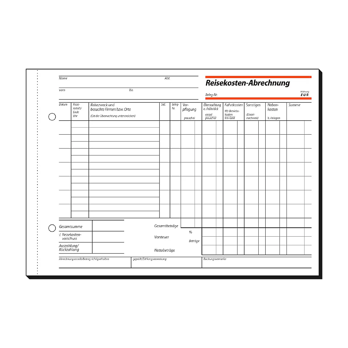 Frais de déplacements RA517 sigel®, format A5 portrait, 50 feuilles, hebdomadaire, avec papier carbone