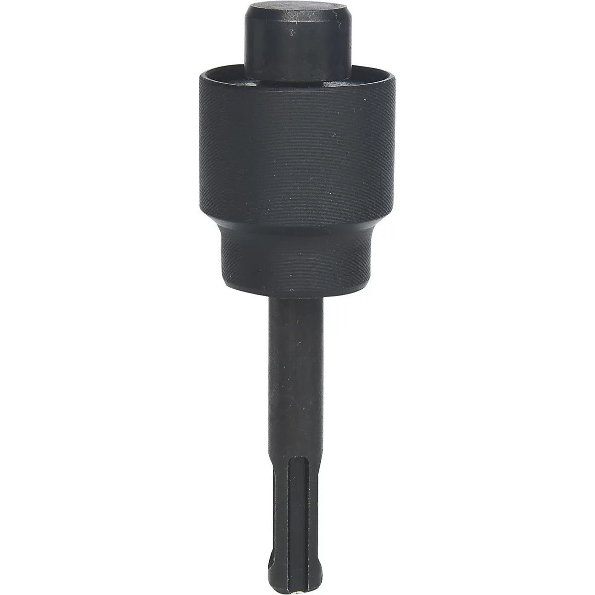 Outil noir avec tête cylindrique, partie centrale cylindrique large et tige étroite et rectangulaire.
