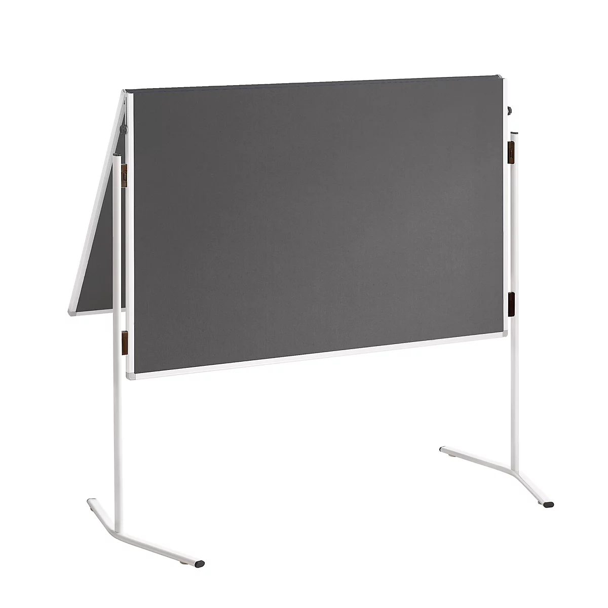 Franken ECO presentatiebord, 1200 x 750/1500 mm, opklapbaar, dubbelzijdig, met wielen, grijs/vilt