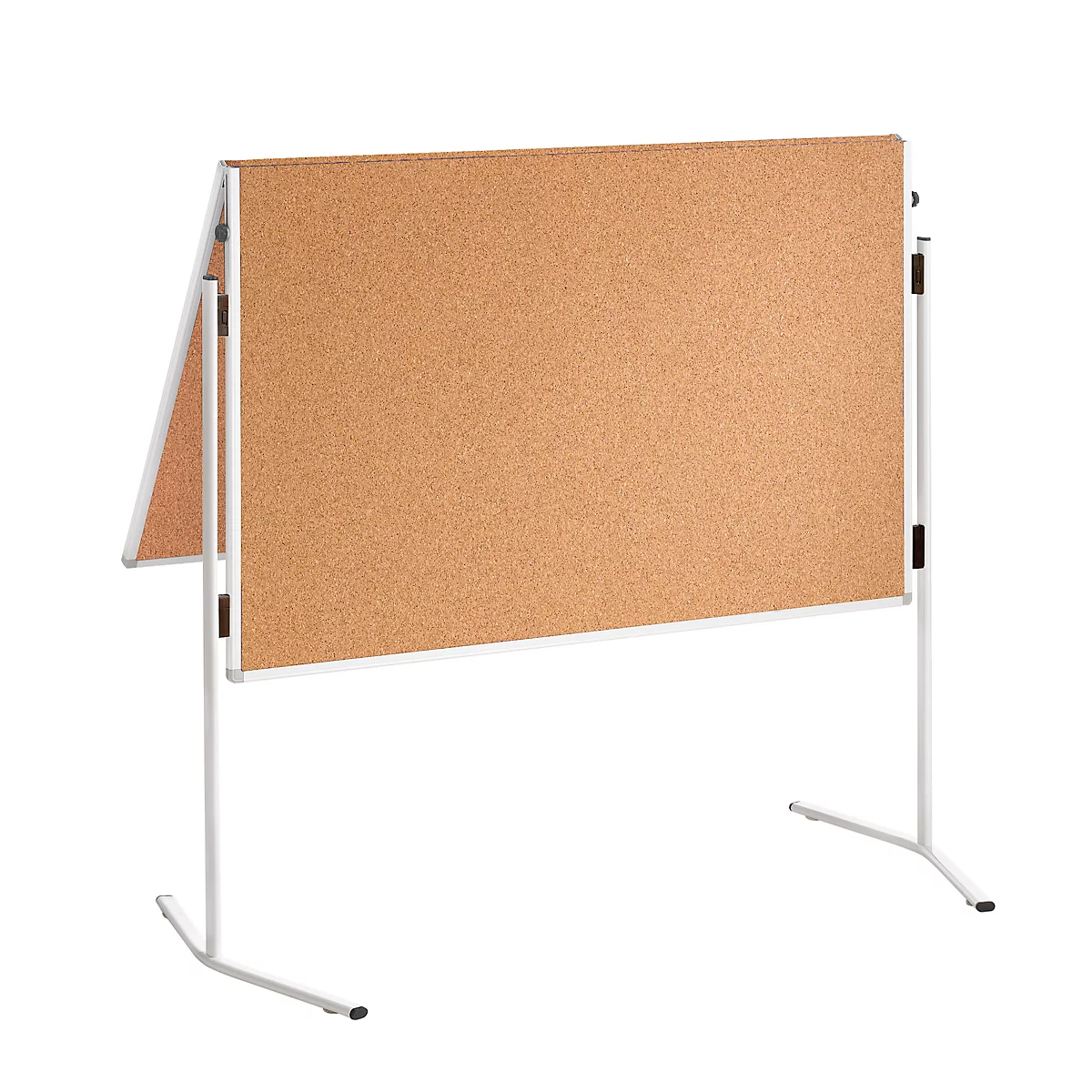 Franken ECO presentatiebord, 1200 x 750/1500 mm, opvouwbaar, dubbelzijdig, met wielen, bruin/kurk