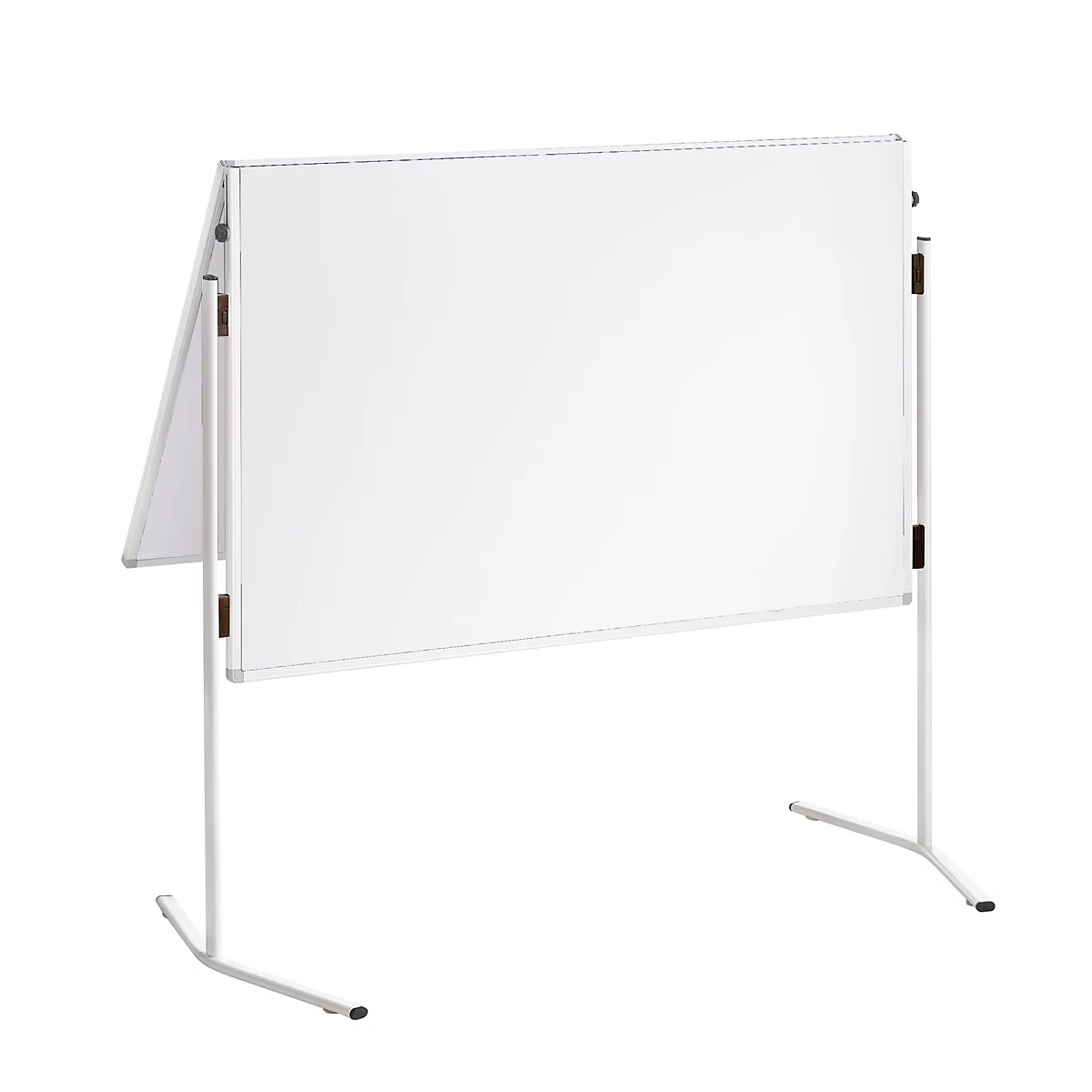 Franken ECO presentatiebord, 1200 x 750/1500 mm, opvouwbaar, dubbelzijdig, met wielen, wit/karton