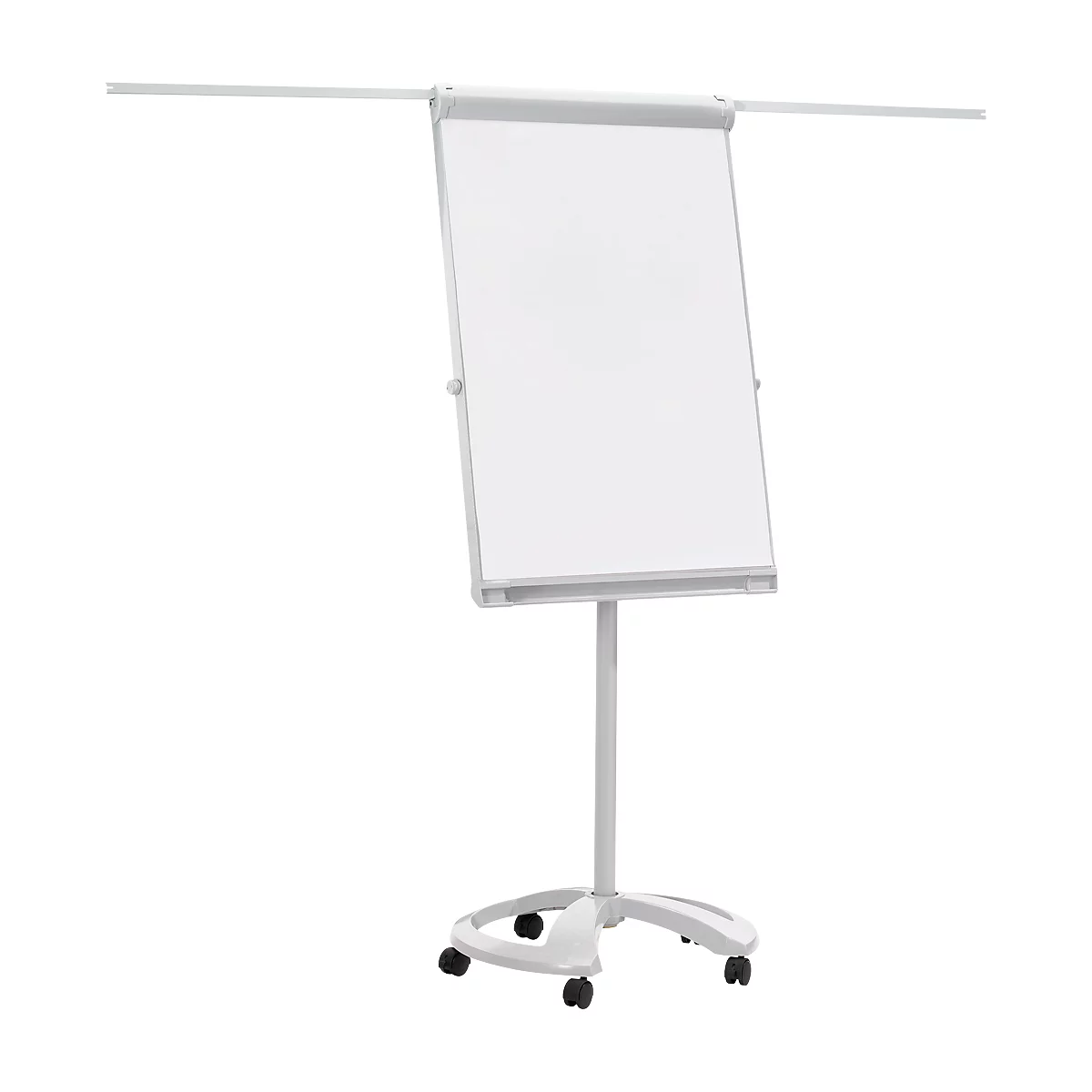 Franken Flipchart PRO Deluxe Mobil FC81, 5 ruedas, altura ajustable, magnético, 2 brazos laterales, bandeja de almacenamiento, tablero 670 x 950 mm