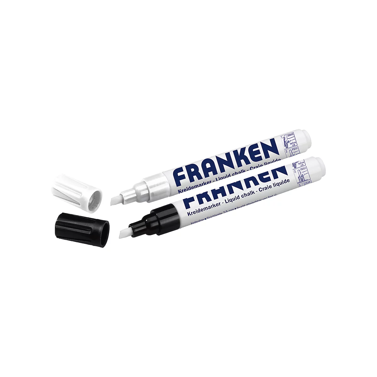 Franken Kreidemarker Set ZKM0910, 1 schwarzer und 1 weißer Marker, 2 Stück