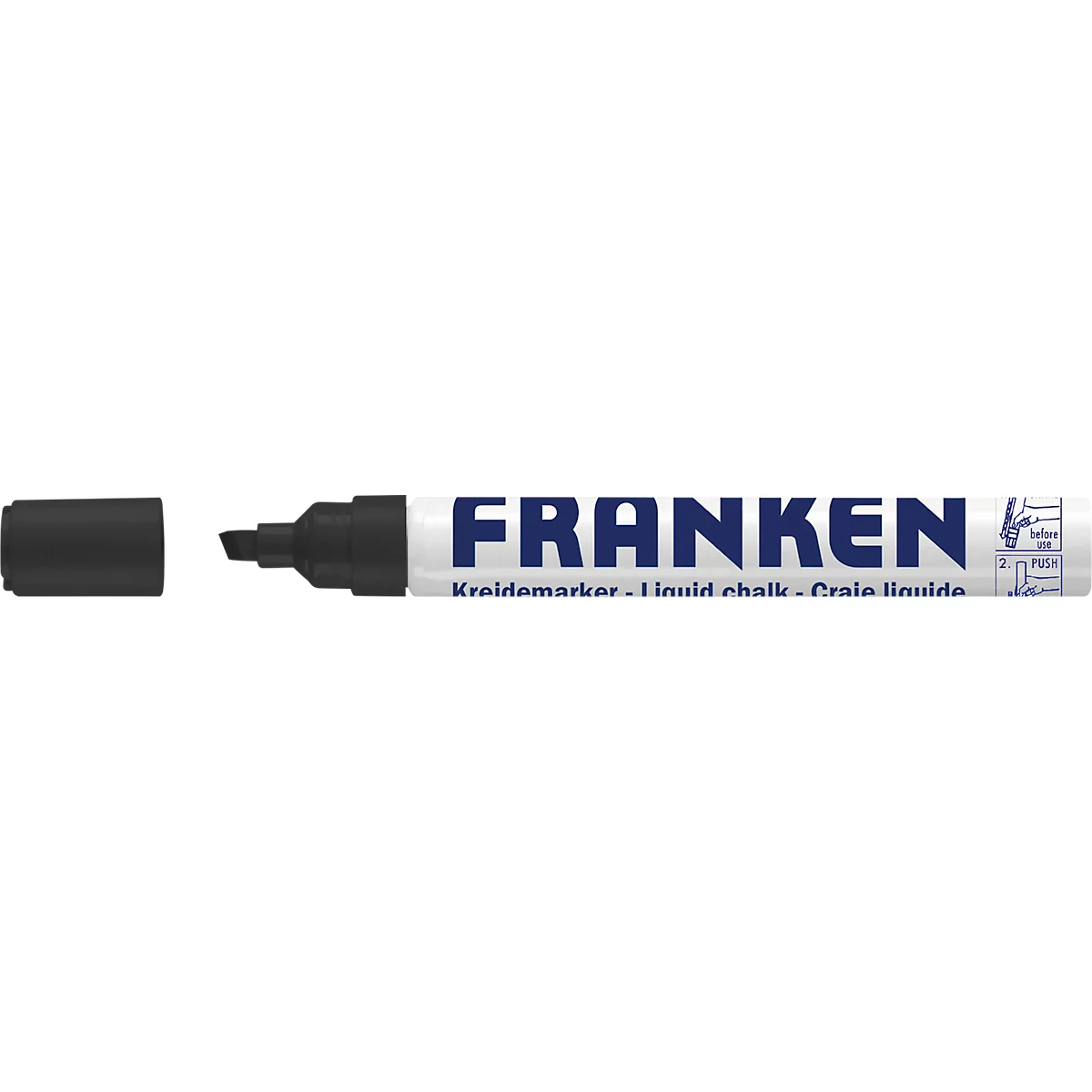Franken Kreidemarker ZKM10, Keilspitze, Strichstärke 2-5 mm, Tinte auf Wasserbasis, schwarz
