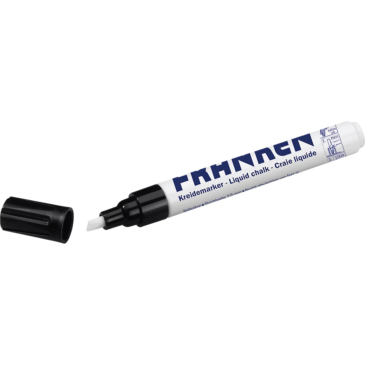 Franken Kreidemarker ZKM10, Keilspitze, Strichstärke 2-5 mm, Tinte auf Wasserbasis, schwarz