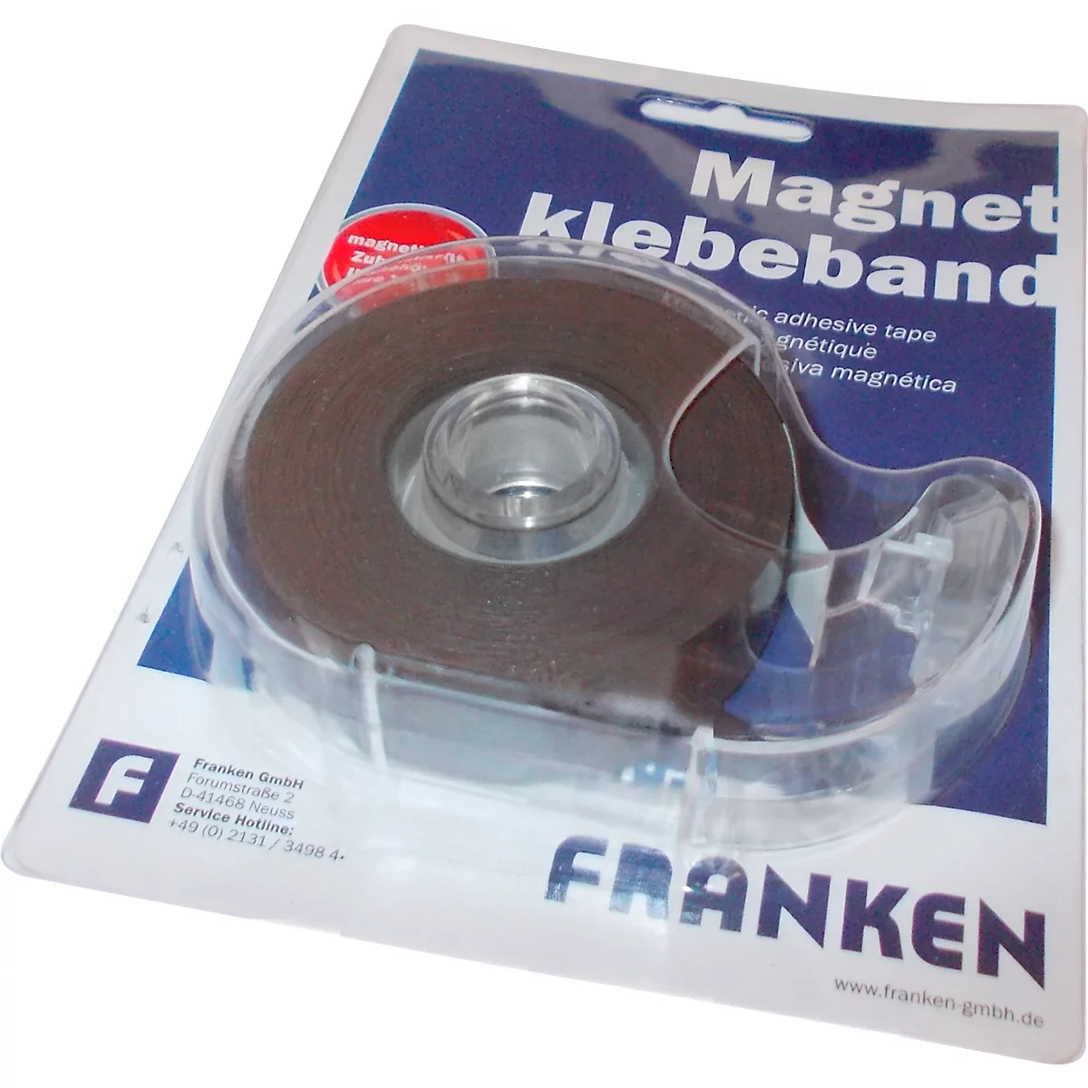 FRANKEN Magneetband, in dispenser, zelfklevend, 19 mm x 800 cm, zwart