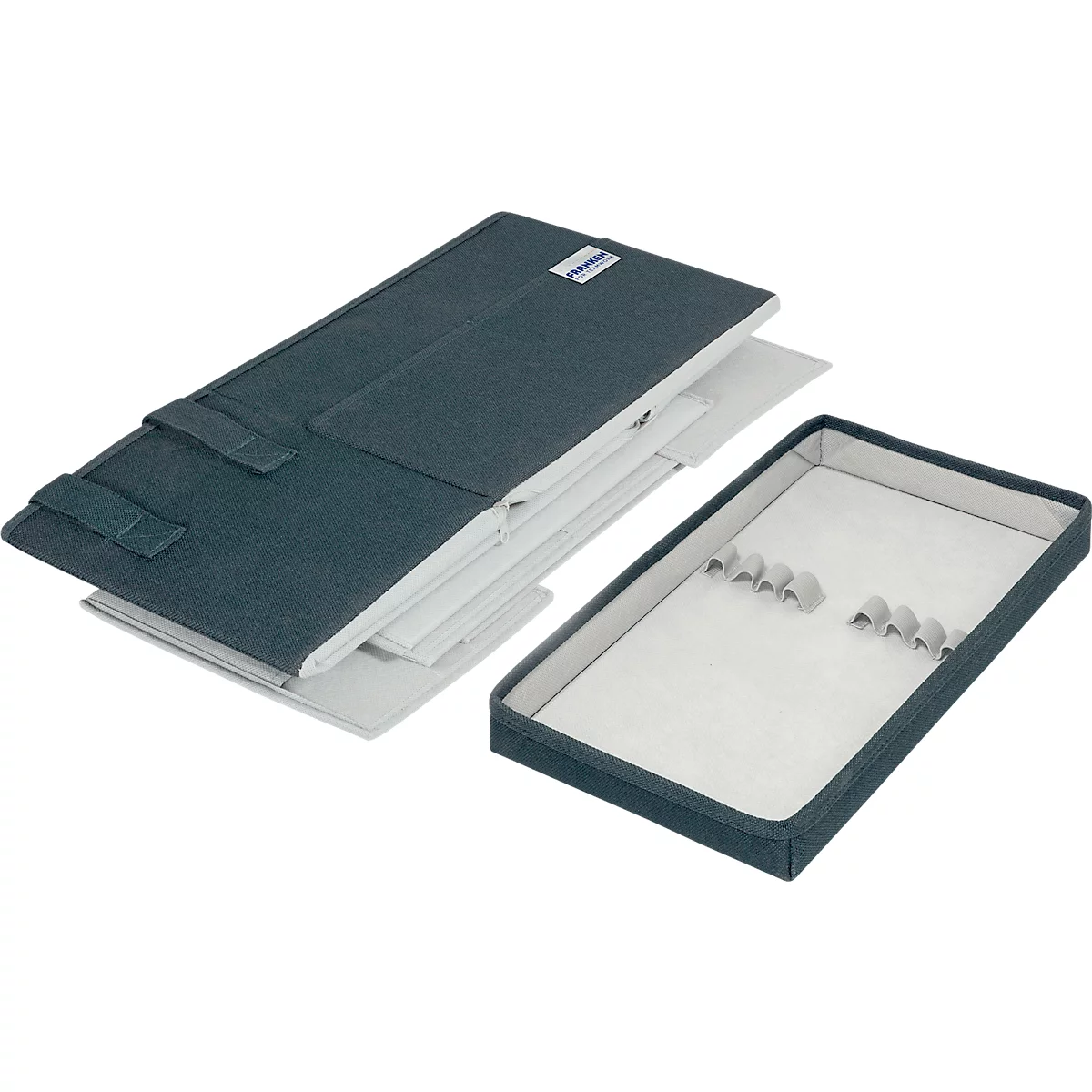 Franken Moderationstasche, mit 2580-teiligem Inhalt, Tragegurt, B 355 x T 200 x H 230 mm, Stoff, anthrazitgrau