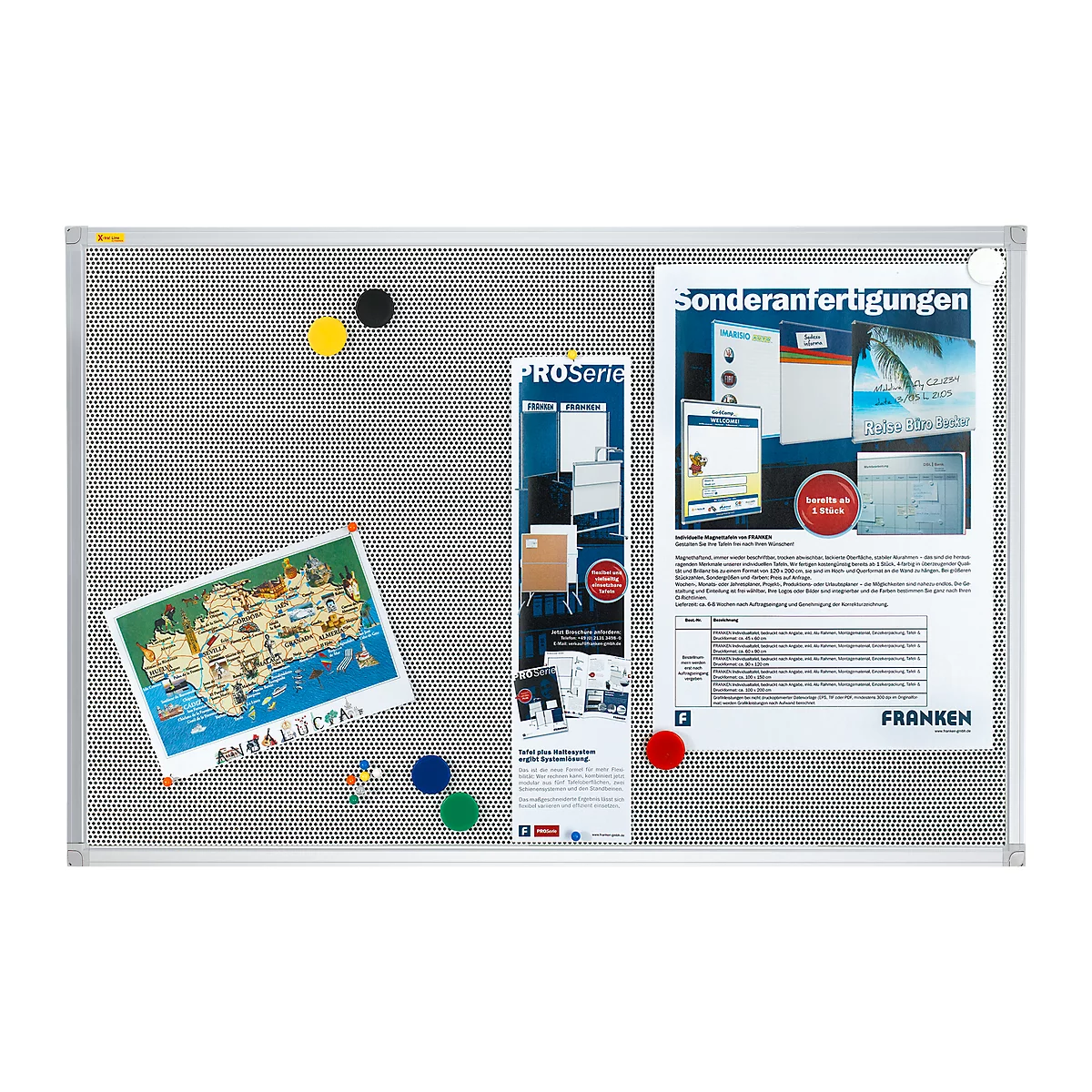Franken Pinboard Pin'n'Mag X-tra!Line, textiel + metalen rooster, aluminium frame, 900 x 600 mm, PM3602