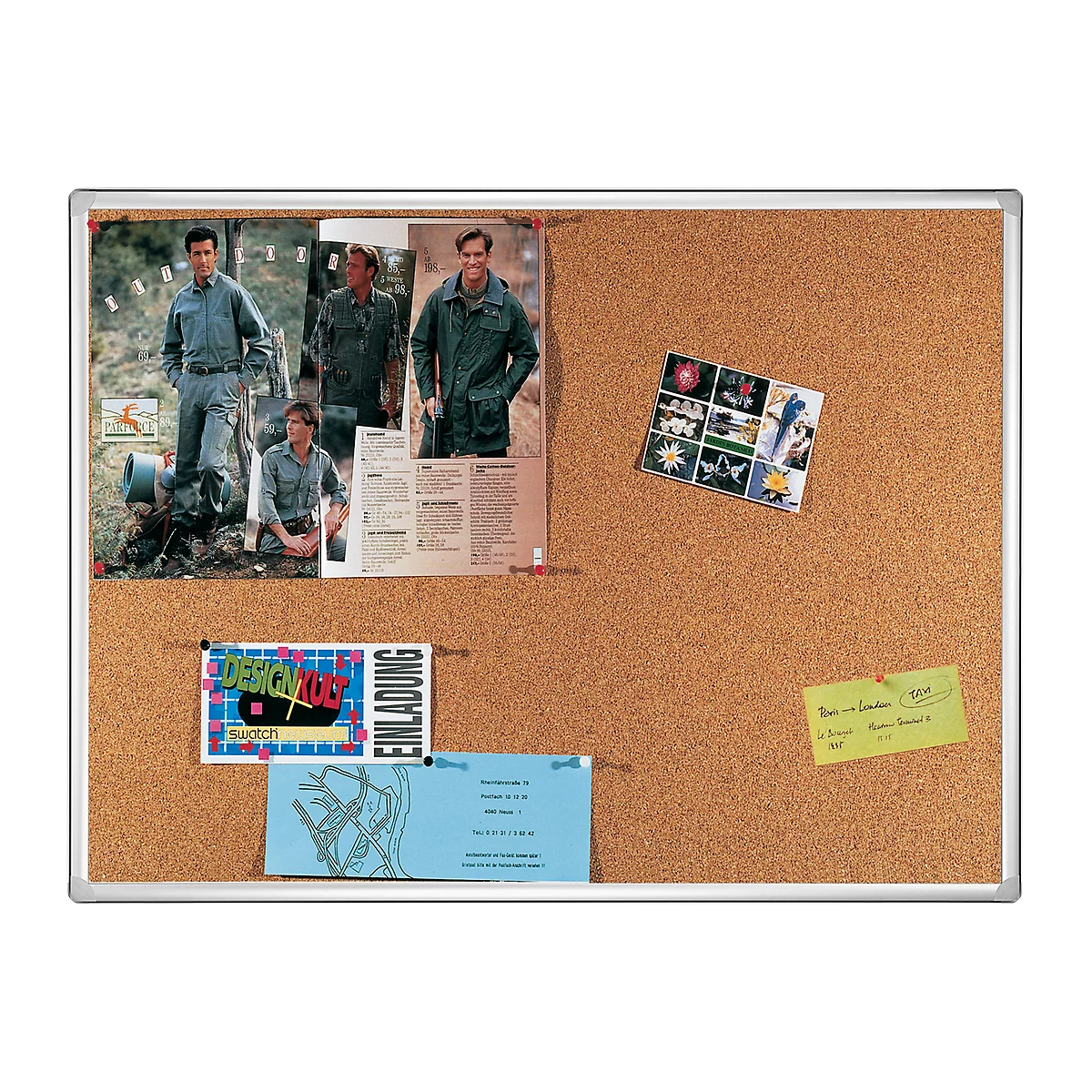 Franken prikbord PRO, kurk, wandmontage in staand en liggend formaat, aluminium frame, 1800 x 1200 mm, KT8405