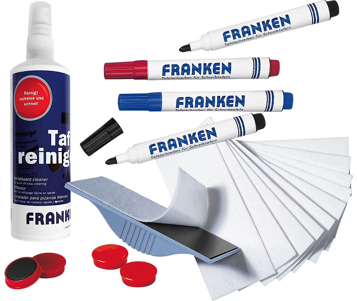 Franken Starter Set Junior Set Z1941-X, con spray de 125 ml, limpiador de pizarra, imanes y rotulador para pizarra