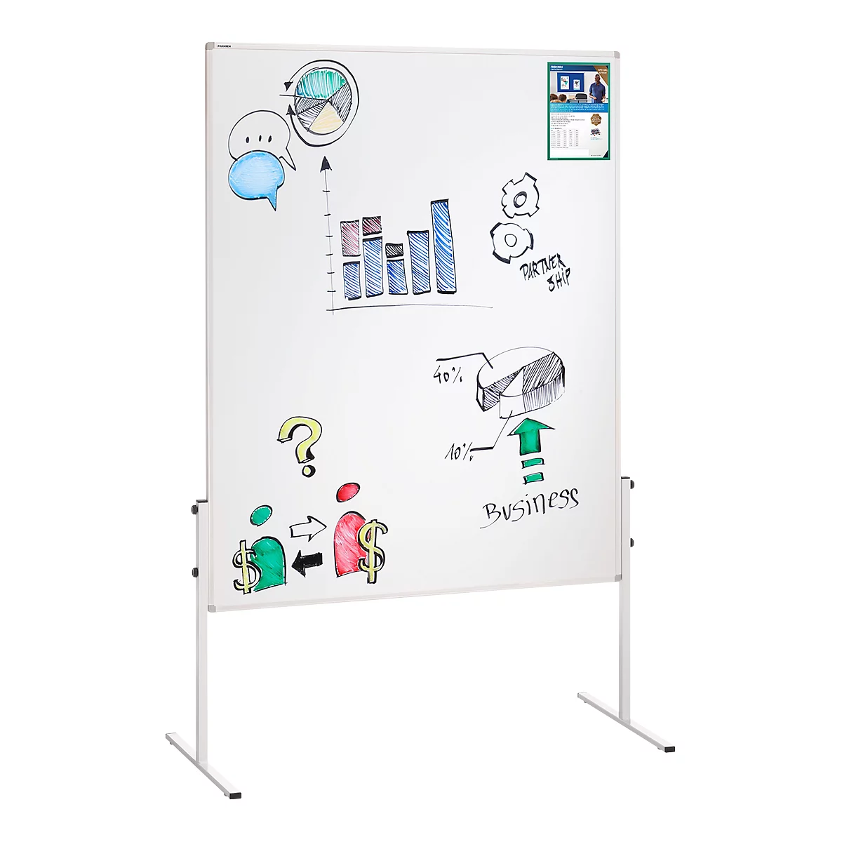 Franken Tableau de présentation X-traLine, recto-verso, surface métal blanc, L 1200 x H 1500 mm, MT2011