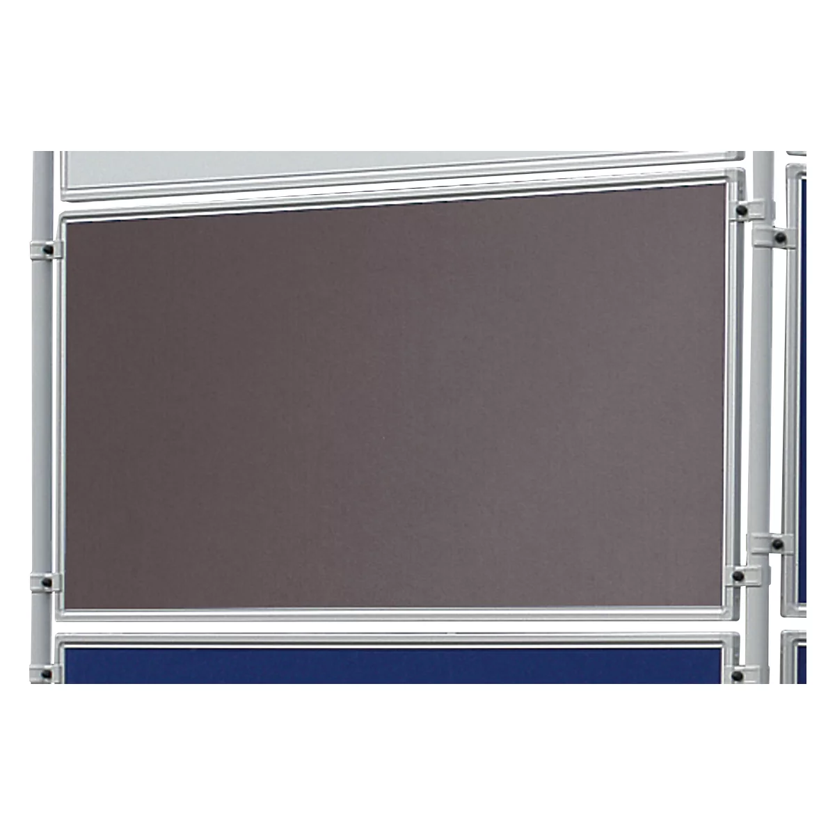Franken verplaatsbaar wandbord ECO dubbelzijdig vilt, grijs, aluminium frame, 1200x600 mm