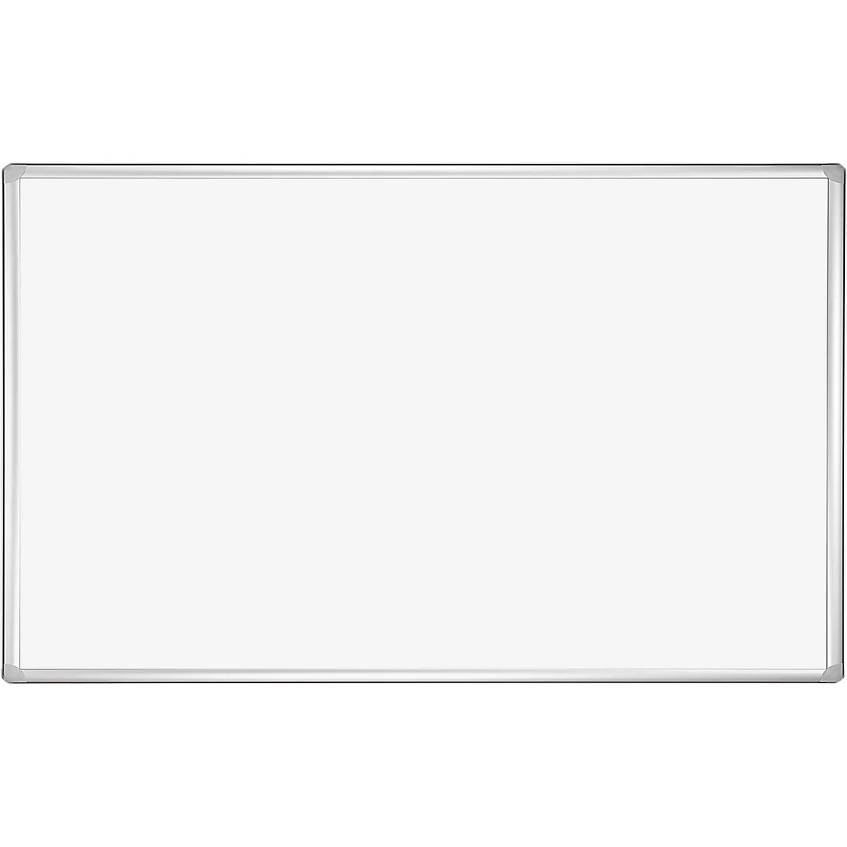Rectangular white board with silver frame.