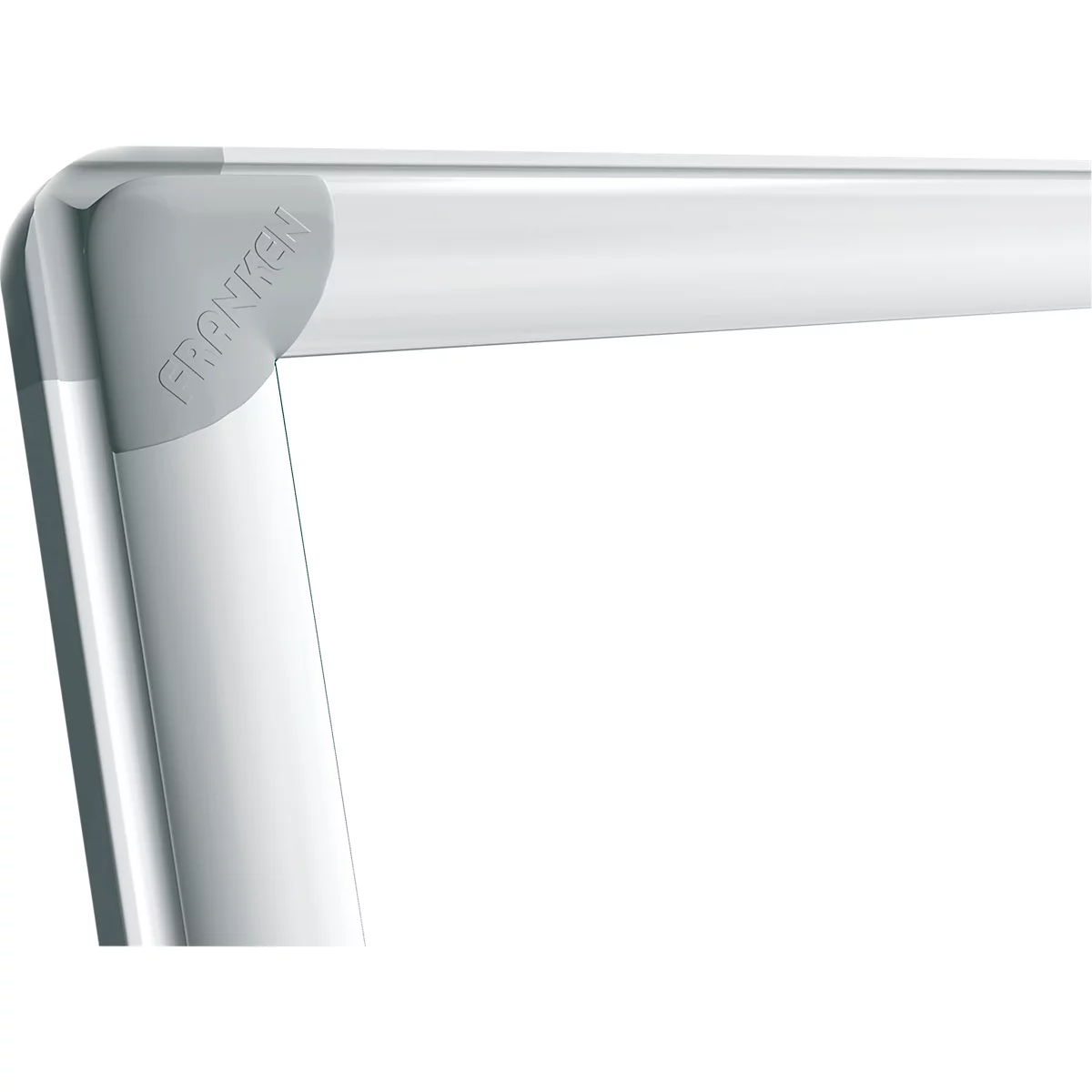 Corner connector made of white plastic, with the lettering "FRANKEN".