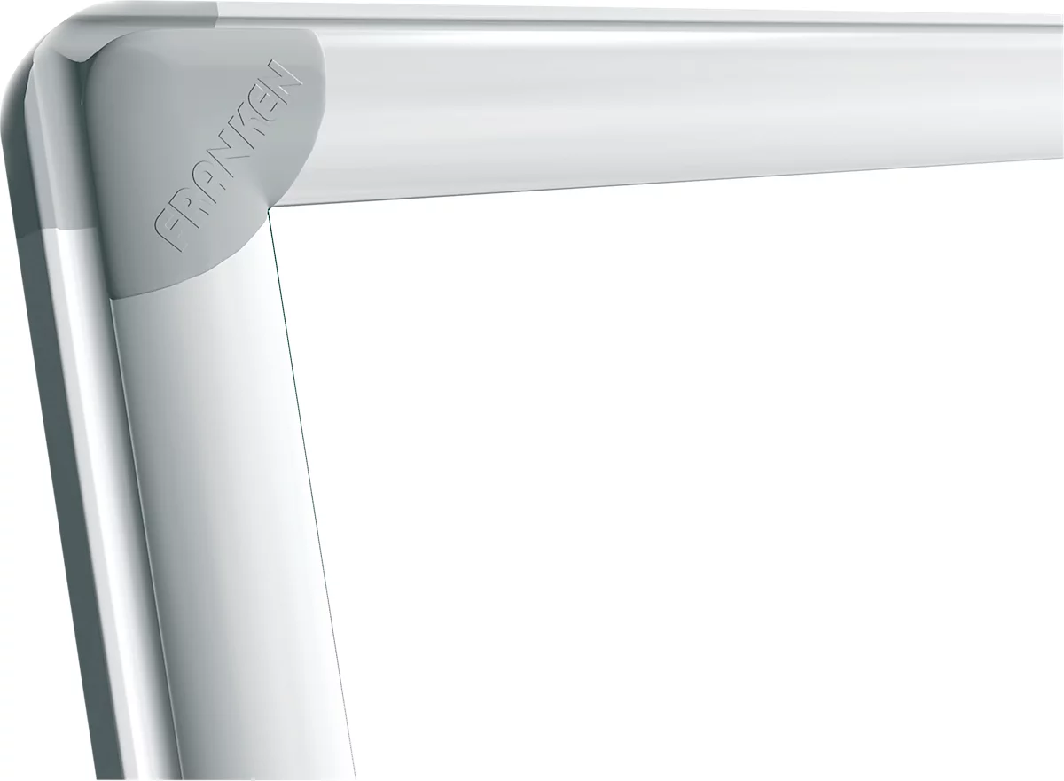 Franken Whiteboard PRO, esmaltado, montaje en pared en formato vertical y horizontal, marco de acero lacado en blanco y aluminio, magnético, varios tamaños
