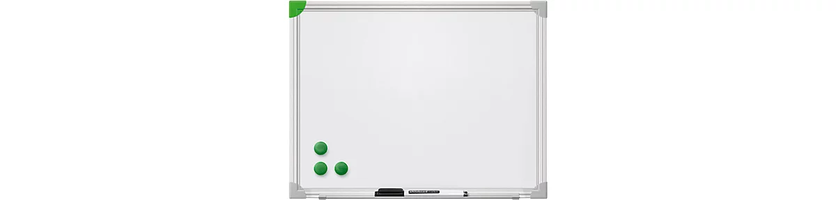 Franken Whiteboard U-Act!Line®, formato vertical y horizontal, lacado, magnético, reciclable, con bandeja de almacenamiento, An 400 x Al 300 mm