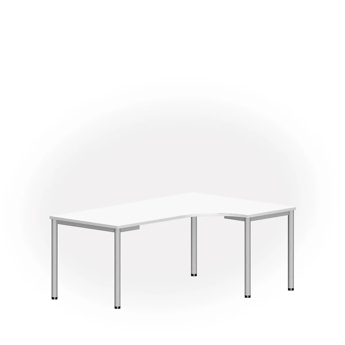 Freiformtisch NEVADA, B 1800 x T 1200/800 x H 740 mm, rund, weiß/alusilber 