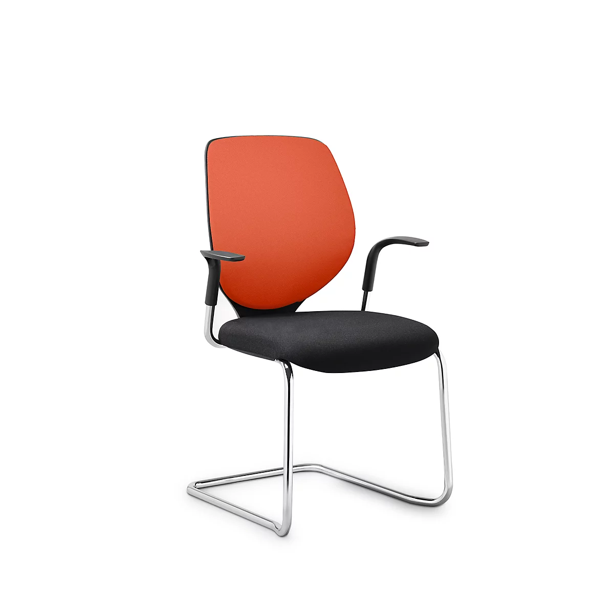 Freischwinger GIROFLEX 353, Polsterrücken, Präzisionsstahlrohr stapelbar, m. Armlehnen, orange/schwarz