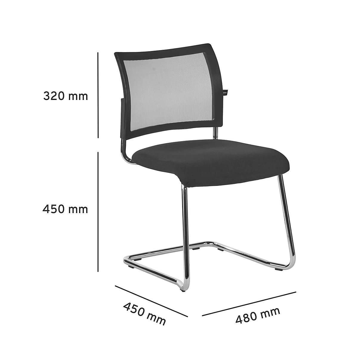 Freischwinger SEAT POINT, Netz, ohne Armlehnen, stapelbar, im 2er-Set, schwarz