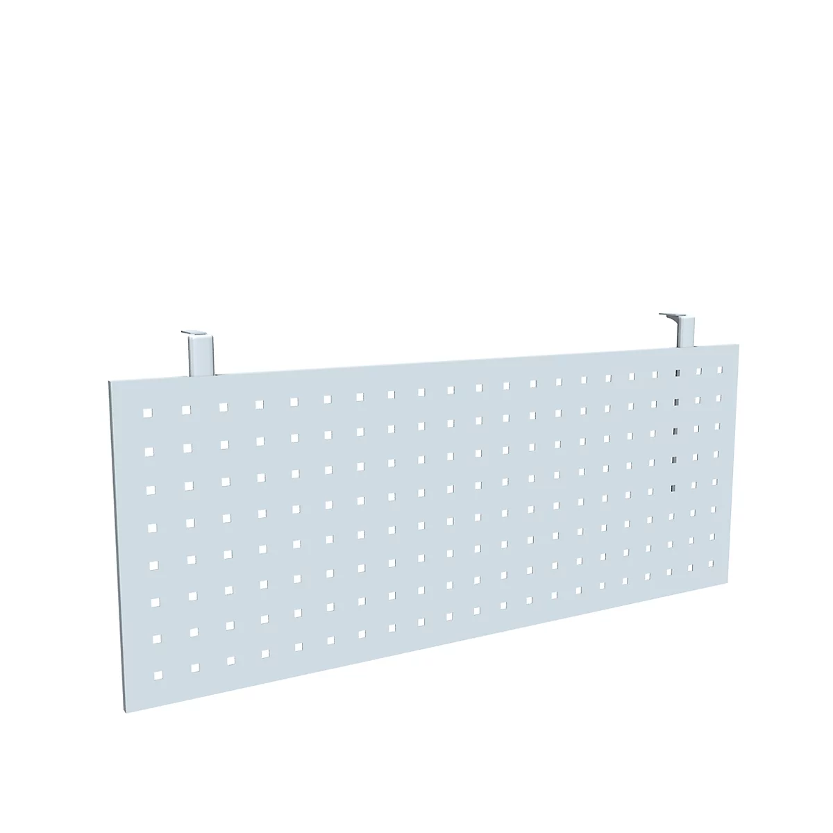 Frontpaneel bureau, voor verbindingsplaat 90°, geperforeerd paneel, aluminium zilver
