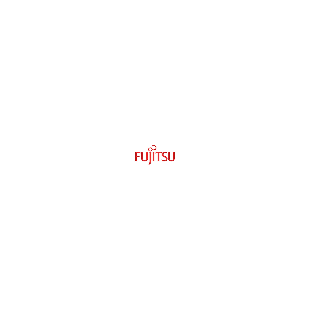 Fujitsu Logo in Rot. Schriftzug "FUJITSU" links, darüber das Unendlichkeitszeichen.