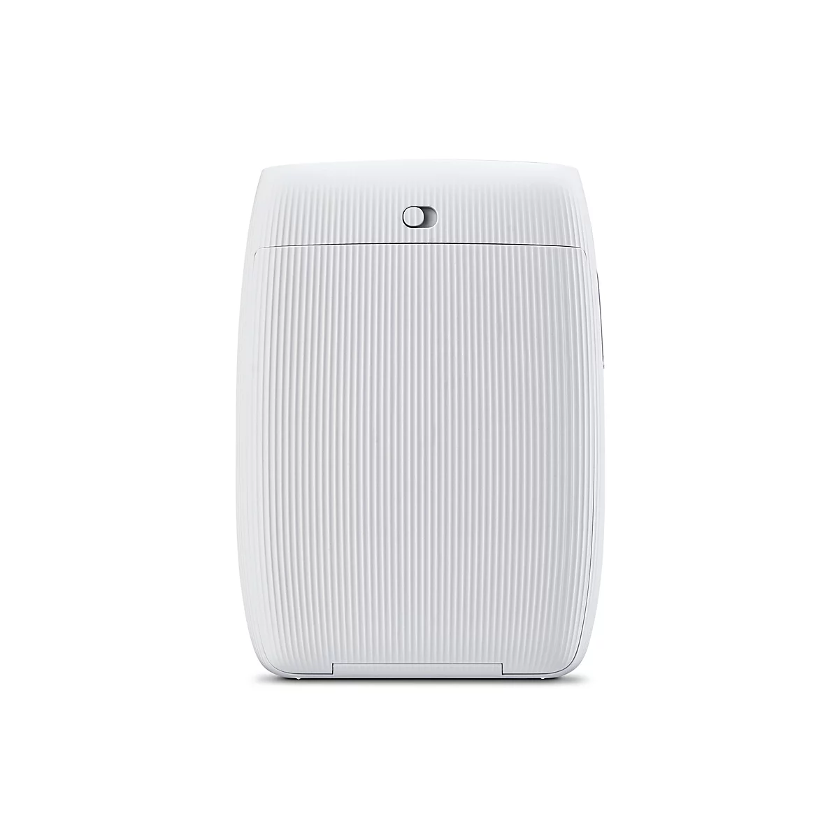 Appareil blanc, strié, avec un interrupteur en haut. Des lignes verticales recouvrent toute la surface.