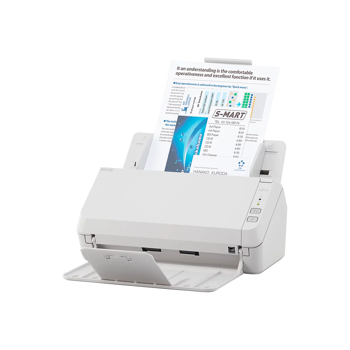 Fujitsu-documentscanner SP-1120N, LAN-geschikt, enkelzijdige 20 A4-pagina's/ dubbelzijdige 40 A4-afbeeldingen/minuut